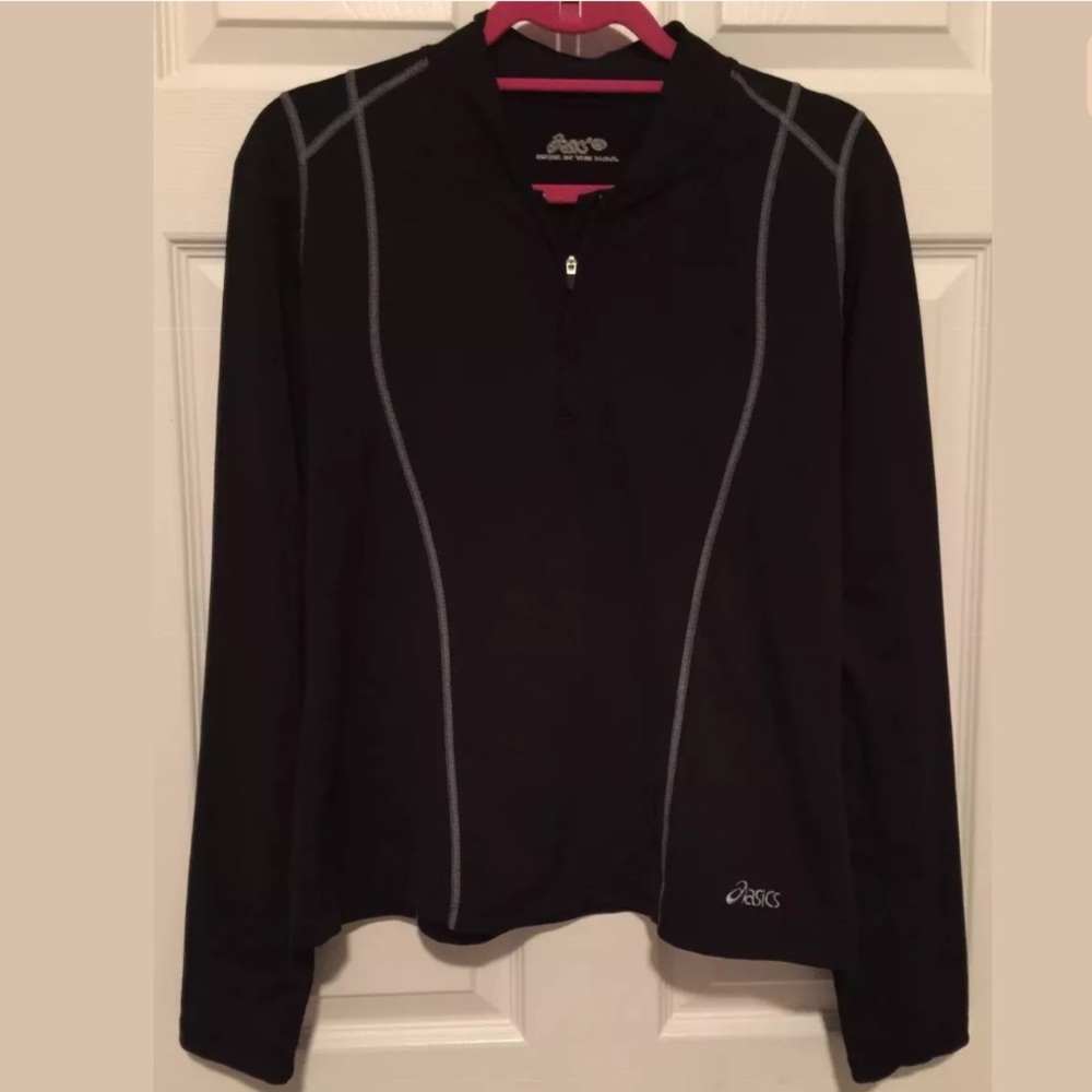 ASICS black pullover sweater jacket - Picture 2 of 4
